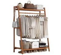 Armoire ouverte en bois pour chambre à coucher, armoire de rangement avec étagères et rails pour une organisation efficace des vêtements