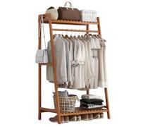 Armoire ouverte en bois pour chambre à coucher, armoire de rangement avec étagères et rails pour une organisation efficace des vêtements