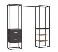 Armoire ouverte - HELLOSHOP26 - Modulable - 1 tringle extensible - 2 tiroirs - 4 étagères