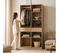 Armoire ouverte Vippsaki avec 7 compartiments 200 x 100 x 50 cm effet chêne