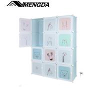 Armoire Penderie 12 Cube Étagère de Rangement - MENGDA - Bleu - Métal - Chambre