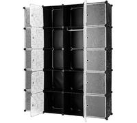 Armoire Penderie 20 Cubes En plastique Portable et Modulable Noir et Blanc - Kangfun - Moderne - 147x37x183cm