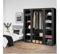 Armoire penderie à 12 compartiments en tissu 150x45x175 cm - HOMEWELL - Noir - Contemporain - Design