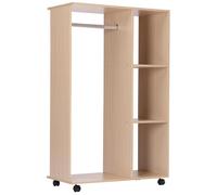 HomCom Armoire penderie de rangement mobile 2 portes panneaux de particules Chêne clair