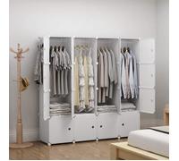 Armoire Penderie avec étagères de rangement Armoire de Chambre 16 Cubes 140 x 45 x 140cm Blanc