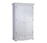 Armoire Penderie Blanche 2 Portes 2 Tiroirs 6 Niches L 114.5 H 195 P 54 cm - L 114.5 x l 54 x H 195 cm