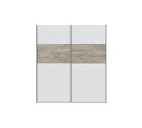 Armoire penderie EMMA avec portes coulissantes L180 x H200cm - Blanc et Bois