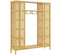 Armoire penderie en bambou - HOMCOM - 2 portes coulissantes - étagères et tringle - pour la chambre - 145 x 35 x 165 cm