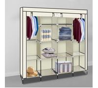 Armoire penderie en non-tissé avec 4 pieds hauts et 4 poches latérales 169,5 x 44 x 168,5 / 181,5 cm-Beige