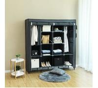 Armoire penderie en non-tissé avec 4 pieds hauts et 4 poches latérales 169,5 x 44 x 168,5 / 181,5 cm-Gris