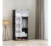 Armoire Penderie étagère de rangement modulables plastiques noir - Royalbell