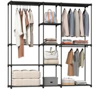 Armoire penderie - HOMCOM - barre de suspension et étagères - tissu non tissé et acier - 182 x 43 x 185 cm - noir