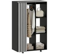 Armoire penderie - HOMCOM - mobile 4 roulettes - tringle à vêtements et étagères ouvertes - 80 x 40 x 128 cm - noir
