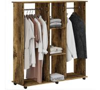 Armoire penderie - HOMCOM - mobile 6 roulettes - 2 barres de penderie - 2 tablettes au milieu - en bois - 120 x 40 x 128 cm -