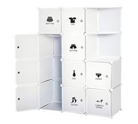 Armoire penderie - HOMCOM - modulable multi-rangements 10 cubes 2 étagères autocollants décoration - plastique - blanc