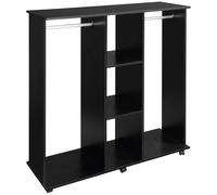 Armoire Penderie Meuble De Rangement Mobile 6 Roulettes 120l X 40l X 128h Cm Panneaux De Particules Aspect Bois Noir Noir