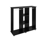 Armoire penderie meuble de rangement mobile 6 roulettes 120L x 40l x 128H cm panneaux de particules aspect bois noir