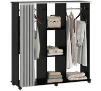 Armoire penderie mobile - HOMCOM - meuble de rangement 6 roulettes dressing chambre - bois - 120L x 40l x 128H cm - noir
