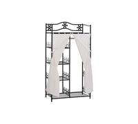 HOMCOM Armoire penderie multi rangements 5 étagères 84L x 42l x 158,5H cm métal noir motif fleurs 2 rideaux blanc