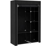 Armoire penderie multi-rangement - 6 étagères, 1 barre - dim. 103L x 43l x 162,5H cm - acier noir non tissé noir Noir G