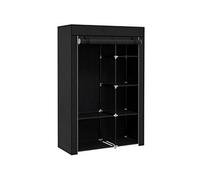 Armoire penderie multi-rangement - 6 étagères, 1 barre - dim. 103L x 43l x 162,5H cm - acier noir non tissé noir