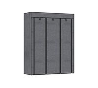 Armoire penderie multi-rangement - 8 étagères, 2 barres - dim. 125L x 43l x 162,5H cm - acier noir non tissé gris