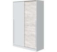 Armoire penderie MYA avec portes coulissantes L120 x H200cm - Blanc / Bois