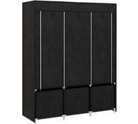 Armoire penderie pliable 5 étagères 2 tringles 3 tiroirs tissu noir