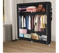 Armoire Penderie Souple ERROLVES - Noir - 108*45*170cm