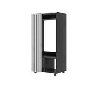 HOMCOM Armoire penderie Mobile Dressing avec Rideau Armoire de Rangement 4 roulettes avec Tringle de Suspension et étagères, penderie vêtement Roulant pour Chambre à Coucher, 60 x 40 x 128 cm, Noir