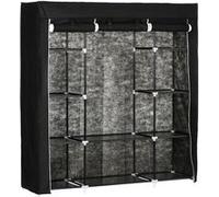 HOMCOM Armoire de Rangement penderie en Tissu, Armoire Chambre Pliable, penderie vêtement avec Barre de Suspension et étagères pour vestiaire, Chambre, Dressing, 150 x 43 x 162,5 cm, Noir