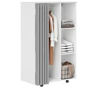 Armoire penderie vêtement dressing - HOMCOM - mobile 4 roulettes - tringle à vêtements et étagères ouvertes - blanc