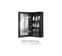 Armoire Pharmacie 355x610 mm Rangement Salle de Bain Miroir Alu 2 Étagères Réglables Encastrée