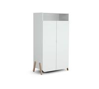 AT4 - Armoire enfant 2 portes en bois PIRATE Blanc et Hêtre 100 x 50 x 176 cm Blanc et Hêtre - Taille unique