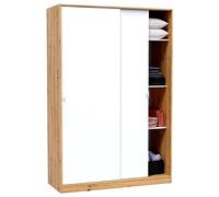 PEGANE Armoire, Placard avec 2 Portes coulissantes Coloris chêne Nordique, Blanc Artic - Longueur 120 x Hauteur 200 x Profondeur 50 cm
