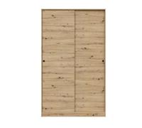 Armoire, placard avec 2 portes coulissantes coloris chêne nordique - longueur 120 x hauteur 200 x profondeur 50 cm