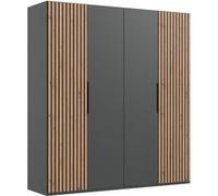 Armoire, placard coloris graphite, imitation chêne Artisan - Longueur 200 x Hauteur 216 x Profondeur 58 cm - PEGANE - imitation chêne G