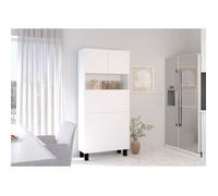 Armoire Placard Convertible en bureau et table Home office 175x80x32cm « Homi- Blanc mat / blanc mat »