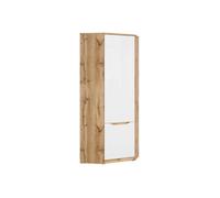 Armoire Placard d'angle 1 porte coloris Chêne wotan/Blanc brillant - Longueur 78 x Profondeur 78 x Hauteur 198cm