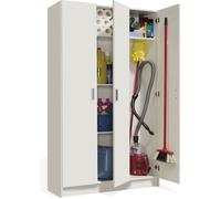 Armoire placard de rangement 3 portes coloris blanc - 109 cm (longueur) x 180 cm (hauteur) x 37 cm (profondeur)