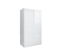 Armoire Placard de rangement à 2 portes ,coloris Blanc/Blanc haute brillance - Longueur 105 x Profondeur 57 x Hauteur 193 cm