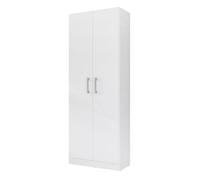 Armoire, placard de rangement avec 2 portes coloris blanc - longueur 61 x profondeur 32 x hauteur 170 cm