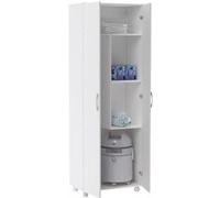 Armoire Pegane Armoire / placard de rangement de 2 portes a roulettes coloris blanc - longueur 72 x profondeur 35 x hauteur 183 cm --
