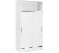 Armoire placard de rangement MARIUS de 2 portes coulissantes et 4 étagères, blanc -longueur 82 x profondeur 38 x hauteur 157 cm