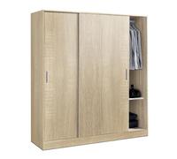 Armoire placard de rangement ROSA de 2 portes coulissantes coloris Chêne Cambrian - longueur 182 x profondeur 56 x hauteur 200 cm