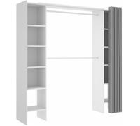 Armoire Pegane Armoire placard extensible coloris blanc - Longueur 110-180 x Hauteur 205 x Profondeur 50 cm --