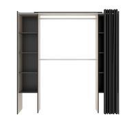 Armoire placard extensible coloris naturel/graphite - Longueur 110-180 x Hauteur 205 x Profondeur 50 cm -PEGANE- naturel/graphite