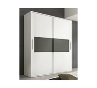 Armoire, placard garde-robe 2 portes coloris Blanc, graphite - Longueur 180 x Profondeur 55 x Hauteur 207,60 cm