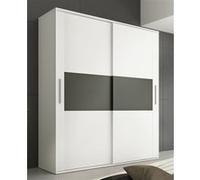 Armoire, placard garde-robe 2 portes coloris Blanc, graphite - Longueur 180 x Profondeur 55 x Hauteur 207,60 cm -PEGANE- Blanc G