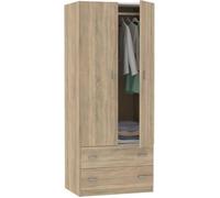 Armoire placard Meuble de rangement 2 portes coloris Cambrian - Hauteur 180 x Longueur 74 x Profondeur 50 cm